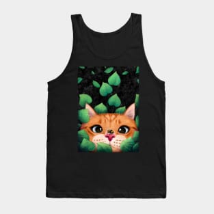 Cat in the leaves Tank Top